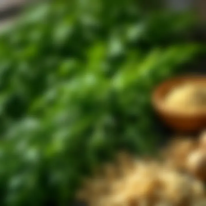 Dill harvested and displayed with culinary ingredients