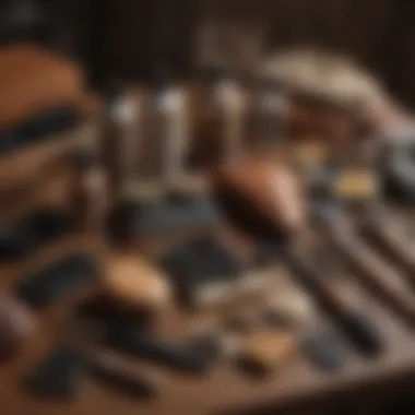 Horse grooming kit displayed neatly