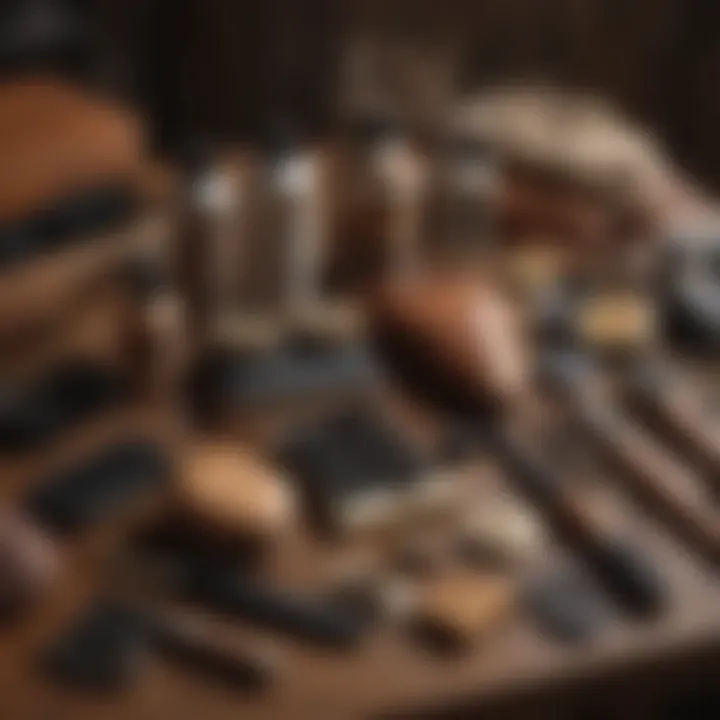 Horse grooming kit displayed neatly