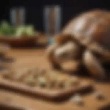 High-Fiber Food Options for Sulcata Tortoises High-fiber food options for Sulcata tortoises displayed on a wooden table