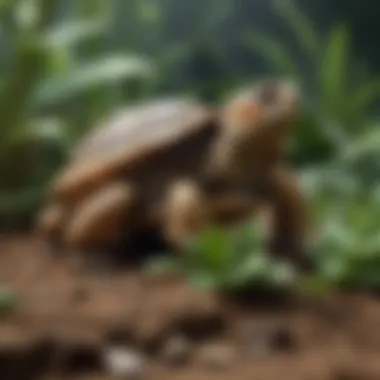 Diverse Plant Life for Sulcata Tortoises A vibrant garden with diverse plants suitable for Sulcata tortoises