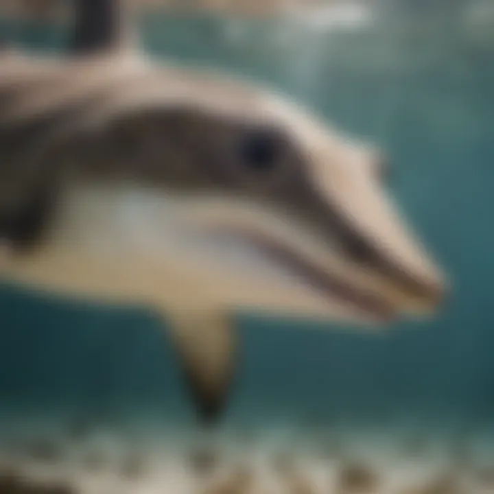 A close-up of a hammerhead shark showcasing its unique head structure.