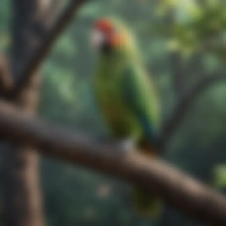 Conyard Parrot perched on ancient tree branch