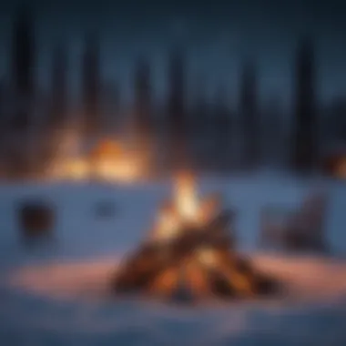 Cozy bonfire under the starry sky at a Minnesota snow resort