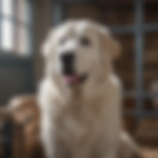 Great Pyrenees in a spacious crate