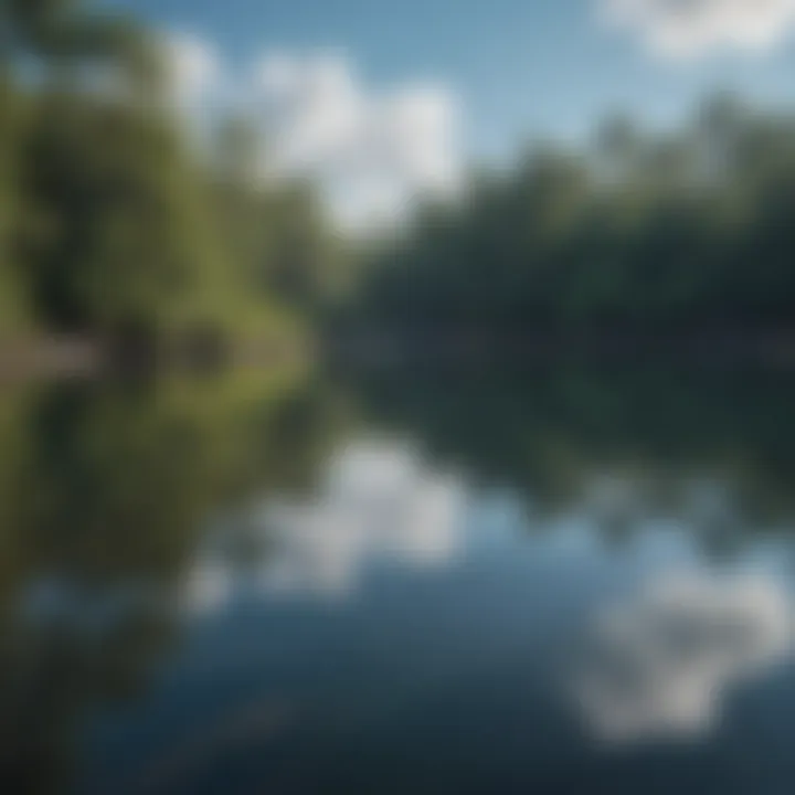 Crystal clear waters reflecting the blue sky for fishing