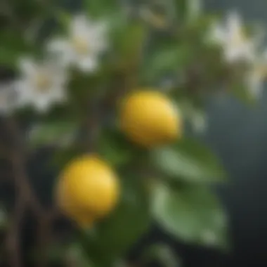 Fresh Lemon Tree Leaves and Blossoms Close-up of lemon tree leaves and blossoms
