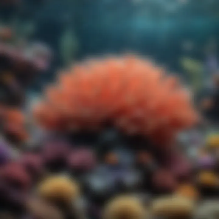 Colorful coral reef decorations in a fish tank