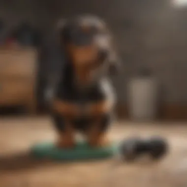 Dachshund Puppy Being Potty Trained