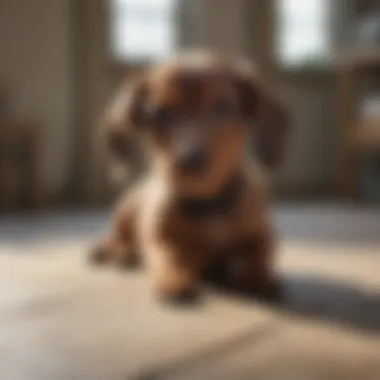 Dachshund Puppy Sitting Obediently