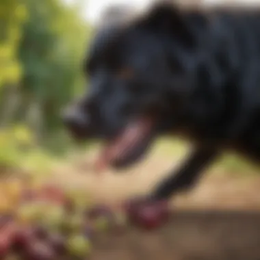 Illustration depicting the dangers of feeding grapes to dogs