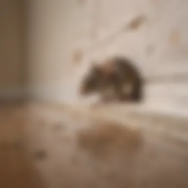 Mouse droppings near baseboard in a home