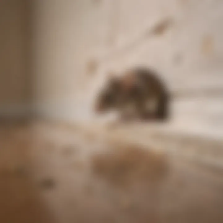 Mouse droppings near baseboard in a home