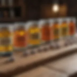 A diverse array of fish oil supplements for dogs lined up on a wooden table.