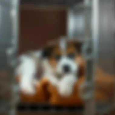 Puppy Crate Comfort A puppy comfortably resting in a crate