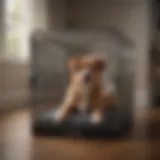 A well-sized dog crate for a puppy showing ample space