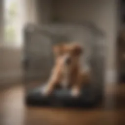 A well-sized dog crate for a puppy showing ample space