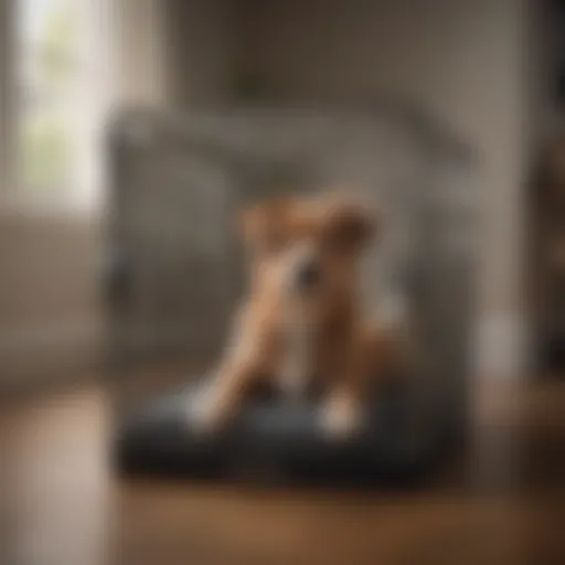 A well-sized dog crate for a puppy showing ample space