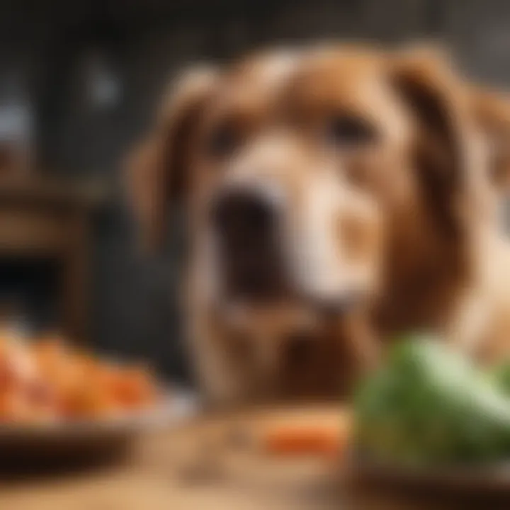 Healthy dog enjoying raw food