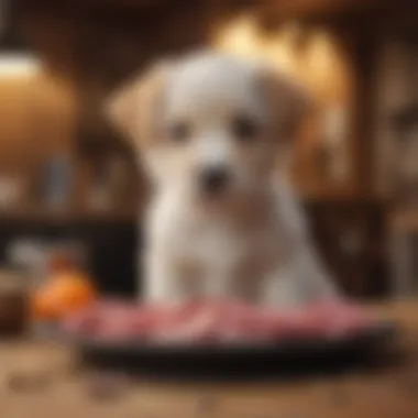 Balanced Raw Meal for Puppies Balanced raw meat meal prepared for a puppy.