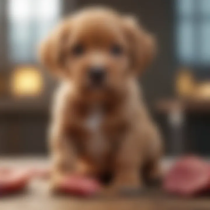 Infographic illustrating the nutritional benefits of raw meat for puppies.