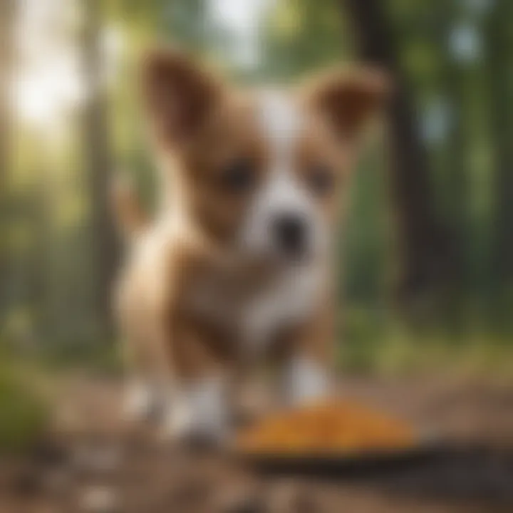 Active puppy playing outdoors