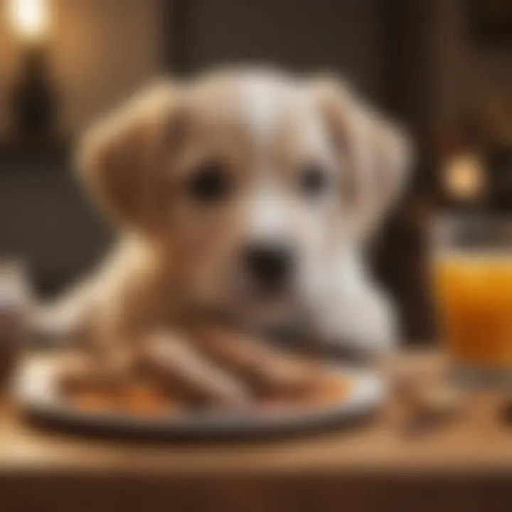 Puppy enjoying a balanced meal