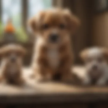 Different breeds of puppies with varying sizes
