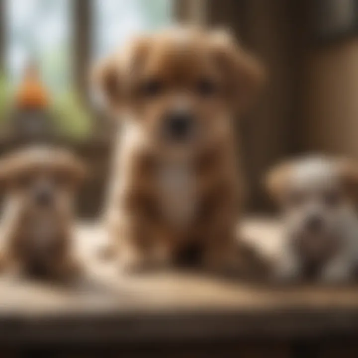 Different breeds of puppies with varying sizes