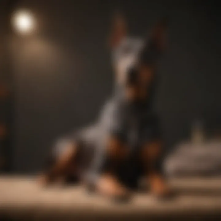 Doberman Pinscher enjoying a grooming session