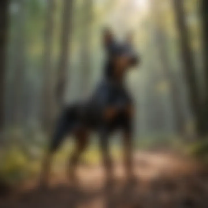 Doberman Pinscher engaged in obedience training