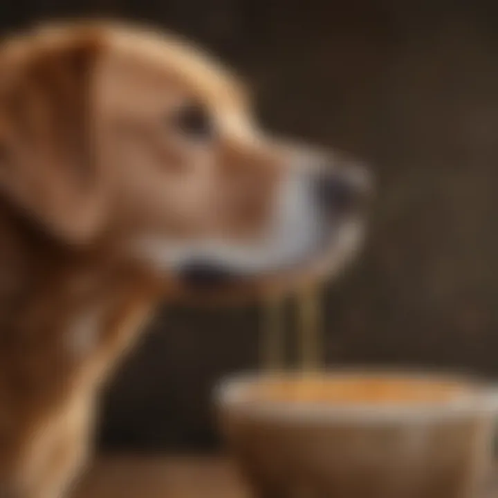 Dog with Diarrhea Drinking Bone Broth