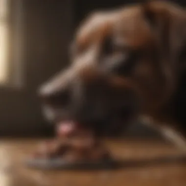 Dog eating chocolate