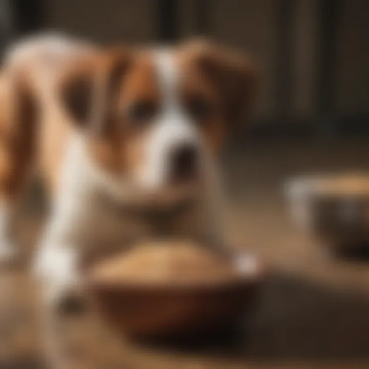 Dog enjoying a bowl of cooked brown rice