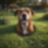Dog with filled hole in lawn