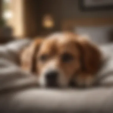 Dog happily sleeping on its own bed