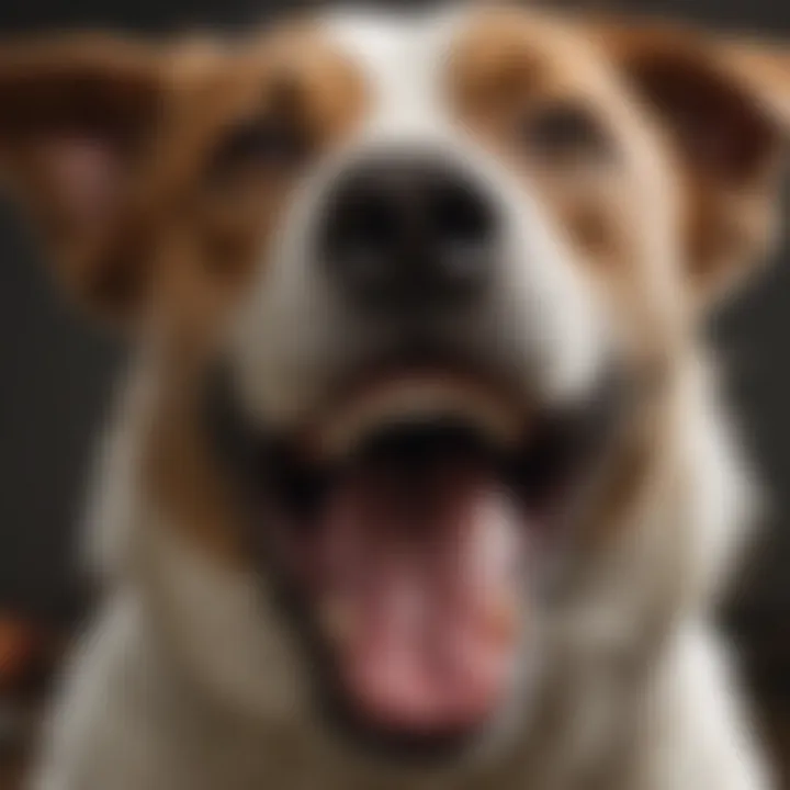 Close-up of a dog's open mouth while panting