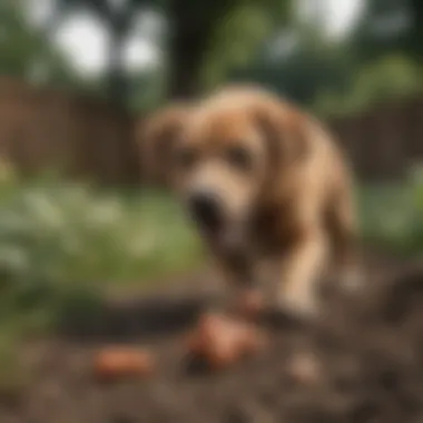 Distraction Techniques for Digging Dogs Dog playing with chew toy in garden