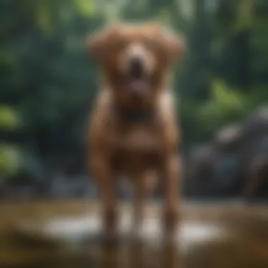 Dog shaking off water after a swim