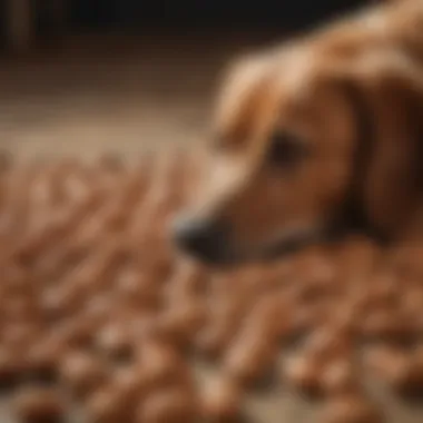 Almonds: Not a Nut for Pooches Dog sniffing at a pile of almonds