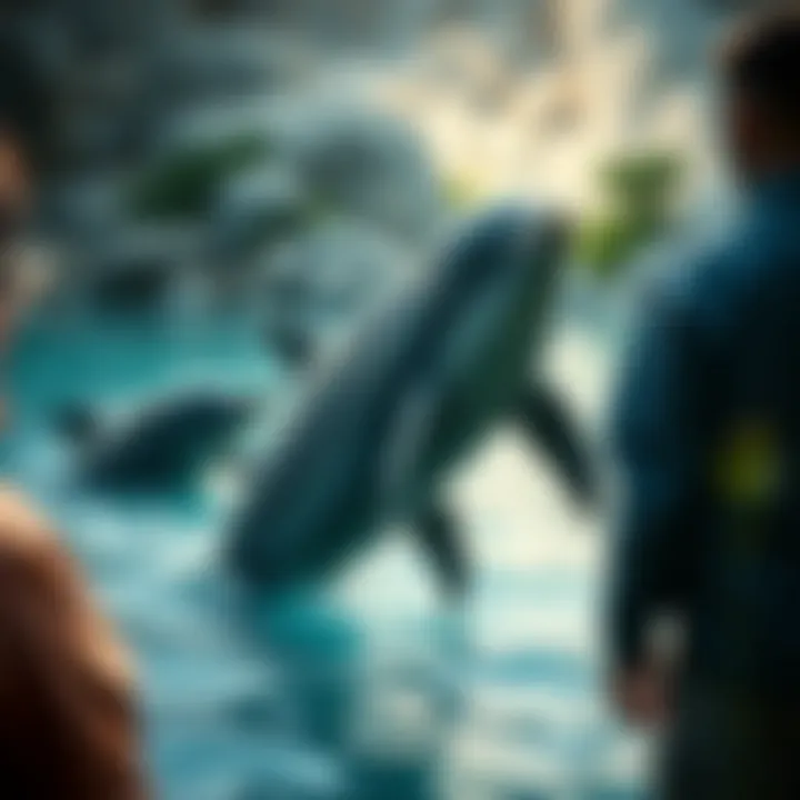 Dolphin Behavior Research Research team observing dolphin behavior in natural habitat