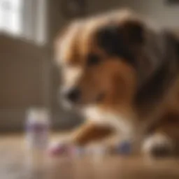 A dog receiving medication from a pet owner
