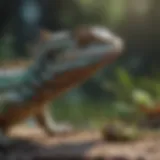 Dragon Lizard Feasting on Insects