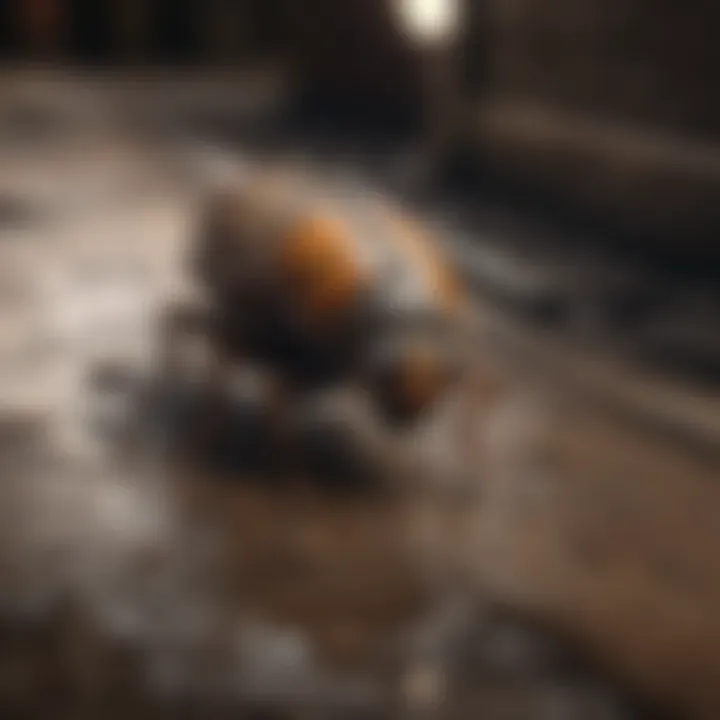 Macro shot of a bug trapped in drain stopper