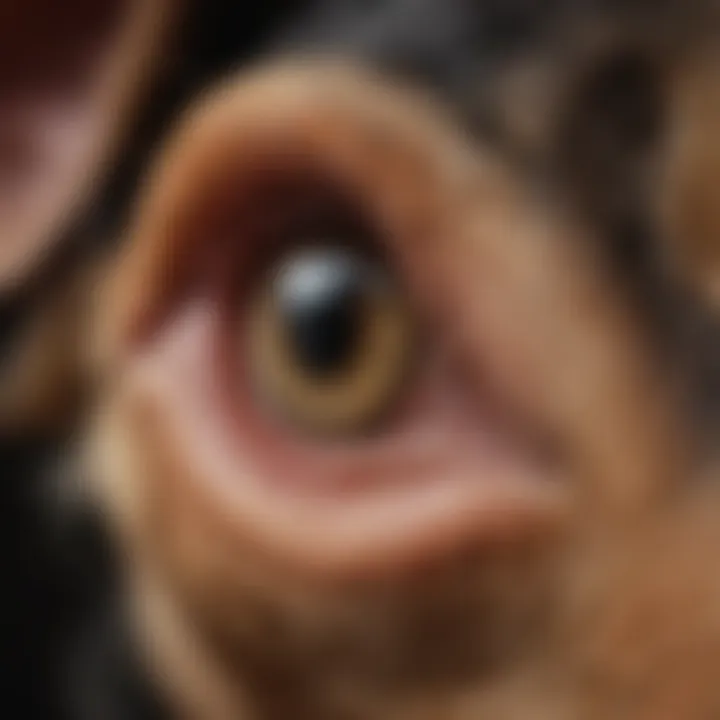 Close-up of dog's ear with dry skin