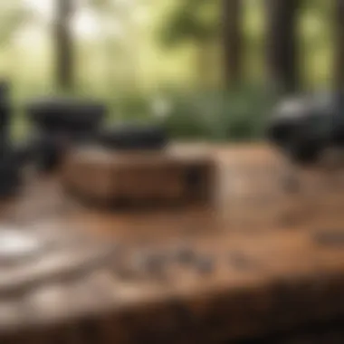 A close-up of various bark control devices displayed on a table.