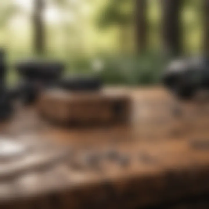 A close-up of various bark control devices displayed on a table.