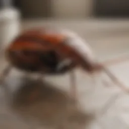 Close-up of a cockroach in a kitchen setting
