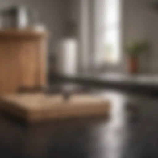 Close-up view of black ants on a kitchen surface