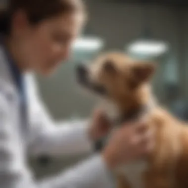 Veterinarian examining a dog for fleas